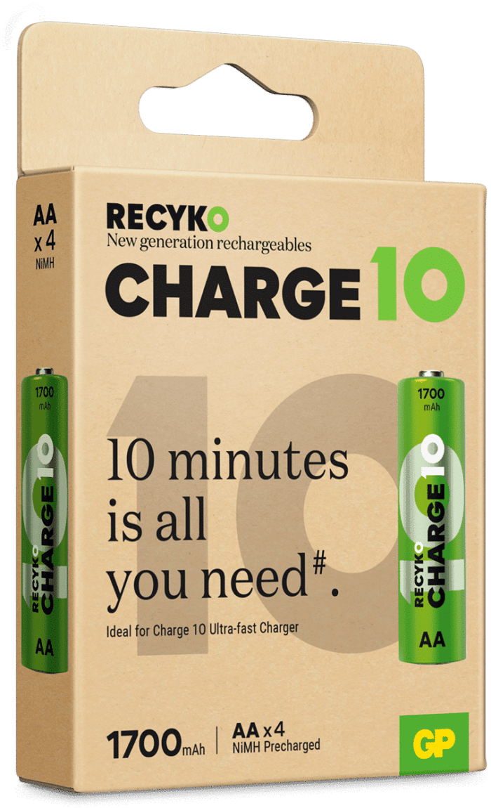 GP Recyko Charge 10 AA-batteri, 1700mAh
