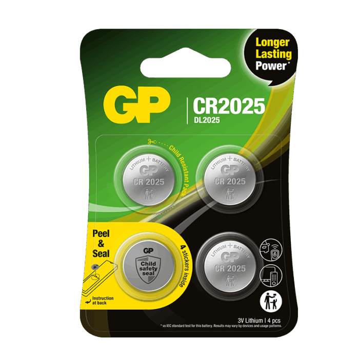 GP litium knappcell CR2025 4-pack