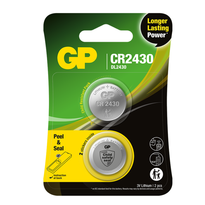 GP litium knappcell CR2430 2-pack