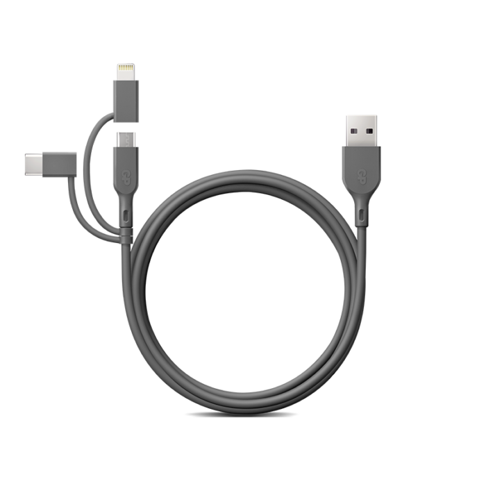 GP USB-kabel 3-in-1 USB-A till Apple Lighting/USB-C/Micro-USB, 1m