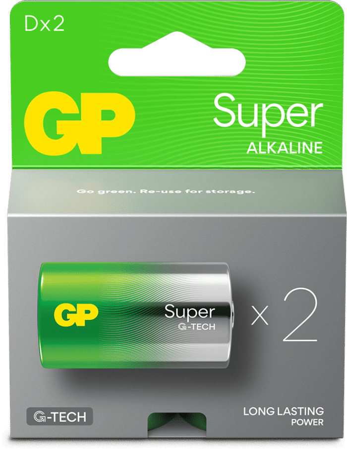 GP Super Alkaline D-batteri 2-pack