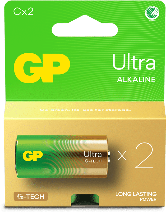 GP Ultra Alkaline C-batteri 2-pack