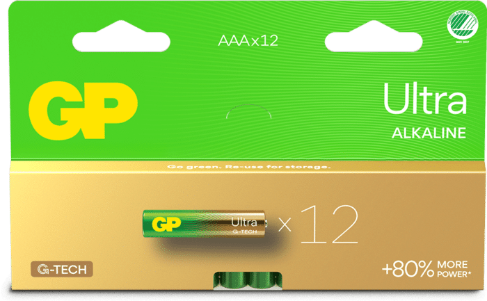 GP Ultra Alkaline AAA-batteri 12-pack