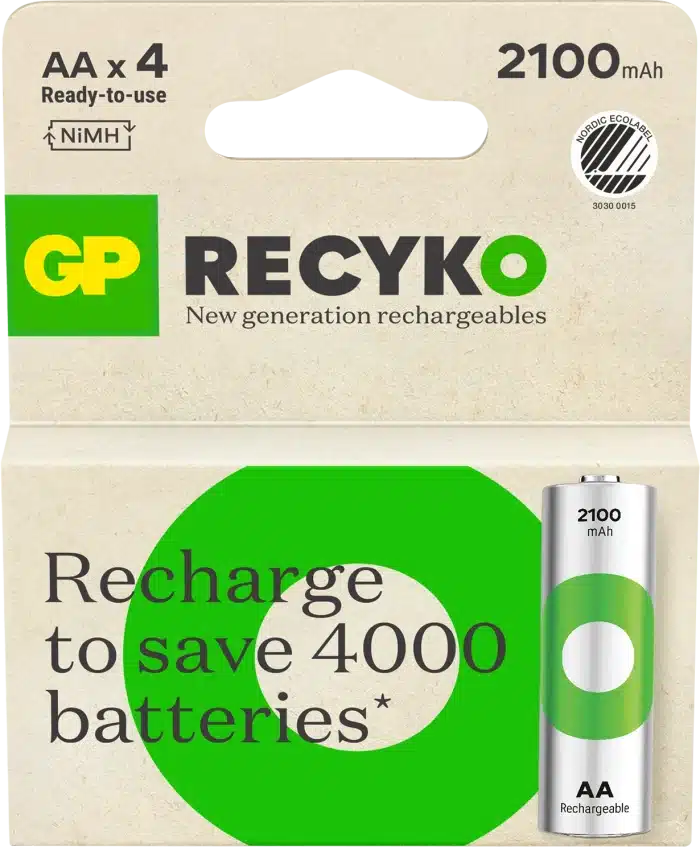 GP Recyko AA-batteri, 2100mAh, 4 pack