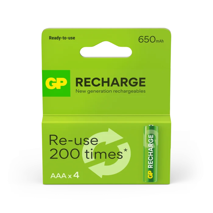 GP Recharge AAA-batteri 650mAh 4-pack