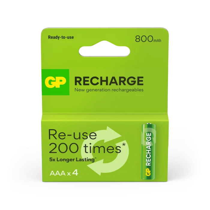 GP Recharge AAA-batteri 800mAh 4-pack