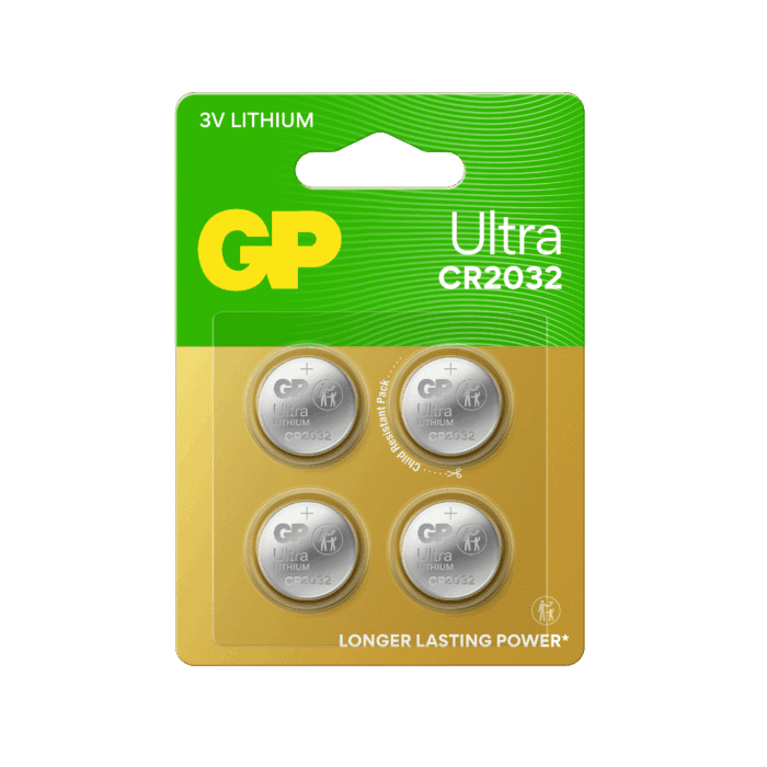 GP Ultra Lithium knappcell CR2032, 4-pack
