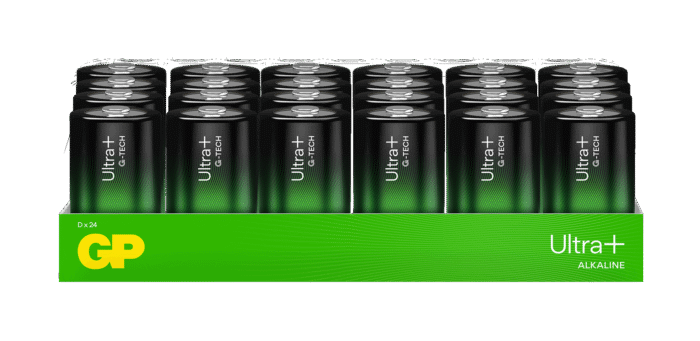 GP Ultra Plus Alkaline D-batteri, 24-pack